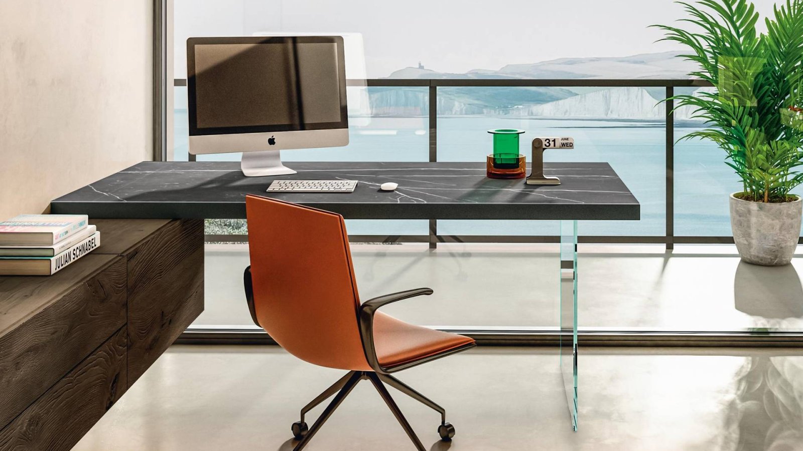 Picioare din sticlă securizată ale biroului Air Desk