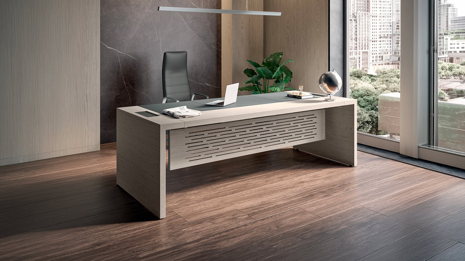 Birou design e-10 de la Quadrifoglio în nuc american