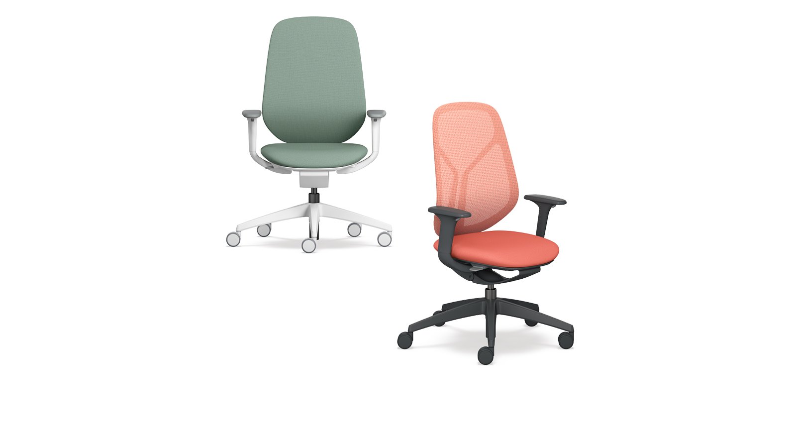 Scaun de birou modular se:kit de la Sedus cu spătar din membrană gri într-un open space