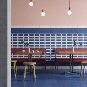 Gresie smălțuită Mutina cu modelul Double Blue în 20,5×20,5 cm