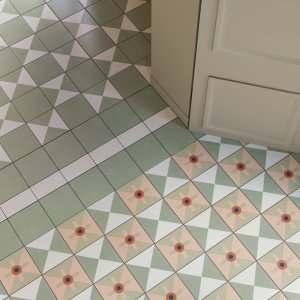 Pardoseală Mattonelle Margherita de la Mutina cu modele desenate de mână