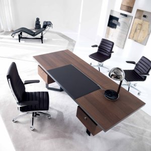 Masa octogonala Lloyd cu insert central din EcoPelle Brown