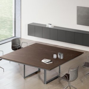 Masă de ședință dreptunghiulară Ellan de 240 pe 140 cm cu structură neagră