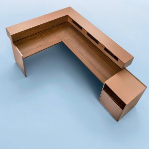 Supraînălțarea în consolă a recepției Toki cu nișe din metal vopsit