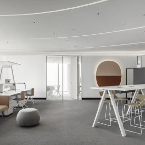 Structura alb mat a mesei de ședință Nuur de la Arper