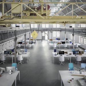 Sala unei bănci cu masă Nuur de la Arper și scaune