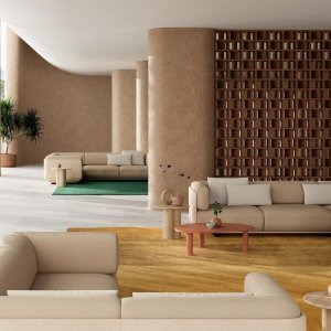 Loc de ședere lounge Shaal într-un spațiu de coworking