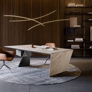 Birou design Nasdaq de la Cattelan Italia cu picior de oțel în diagonală