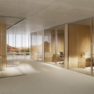 Perete despărțitor Slender de la Citterio cu profile de aluminiu