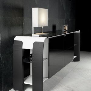 Comenzi tactile Soundoffice pe mapa din piele a unui birou AlfaOmega