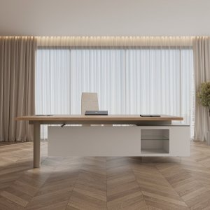 Birou de director modern Cloud de la Codutti cu blat din sticlă securizată