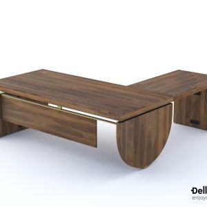 Panoul central din piele ecologică tras spre utilizator pe un birou I Rovereschi