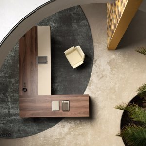 Rollbox I Rovereschi cu mânere din piele matlasată și plăcuță în culoarea alamei