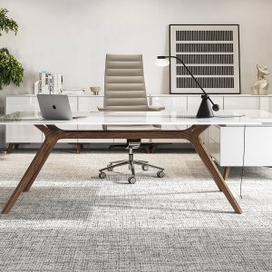 Birou design DR de la Frezza cu structură din lemn masiv lăcuită alb