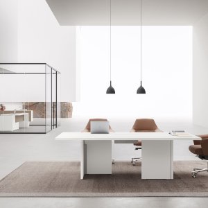 Birou modern Oxford de la DVO cu insert efect de piele