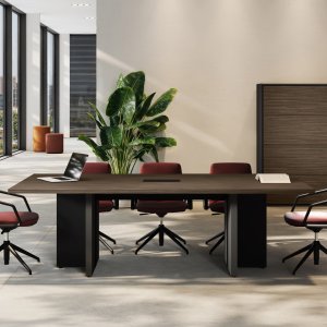 Birou modern Elite Las Mobili în Plop Deschis cu grindă canalizată și corp de sertare negru