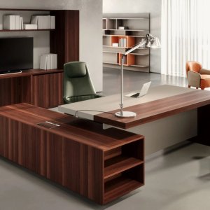 Birouri moderne Estel: Ducale în versiunea integral din furnir, fără bandă din piele