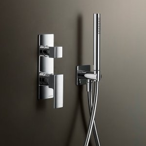 Lavoar de perete Mint cu rozete și pipă de 19 cm în finisaj crom