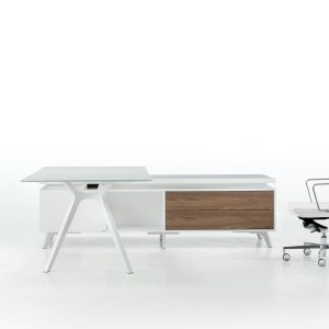 Mobilier de serviciu DR cu nișe deschise, sertare și sticlă securizată