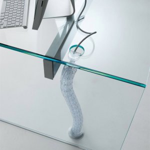 Air Desk cu blat de cristal laminat cu aspect de piele