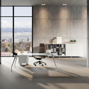Birou design Énosi de Nikolas Chachamis într-o direcțiune luminoasă, București