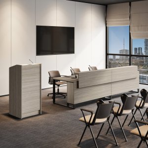 Masă de conferință I-Meet lungă, dreptunghiulară, în 3d-foil Nuc Bali pentru sala de consiliu