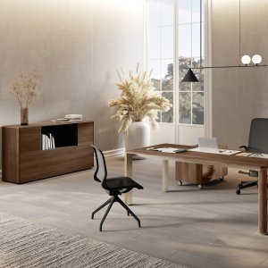 Masă de ședință rotundă Iulio pe coloană tronconică Inox Grey