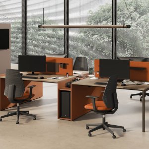 Bibliotecă metalică cu modul de andocare Sigma la nivelul blatului
