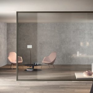 Pereți despărțitori de birou Simple Bold de la Luconi din sticlă dublă