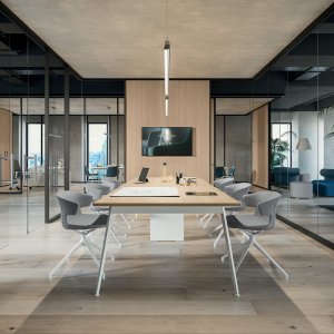 Modul de continuitate lemn și sticlă de la Quadrifoglio