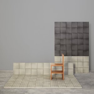Placi Aurore Charcoal si Light Blue Grid L montate in contrast