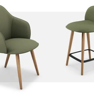 Scaun tapițat se:café soft chair pe cadru sanie cromat