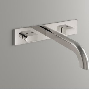 Baterii de baie design Sixty de la CEA Design în Black Ivory cu lavoar din marmură