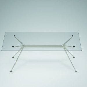 Birou design Cosmos de la Tecno cu coloana din patru elipse de aluminiu